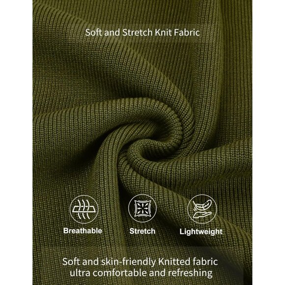 Mens Knit Polo Sweater Long Sleeve Polo Sweaters Casual Knitted Button Collar Pu - Picture 3 of 4